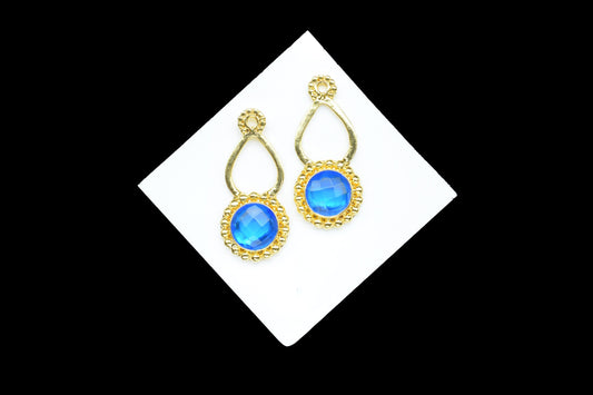 Blue Topaz Designer Pendant/Jewelry making Stone/Blue Topaz Pendant Charm/Topaz Handmade Jewelry Component/Round Shape Stone/Connector/Gift