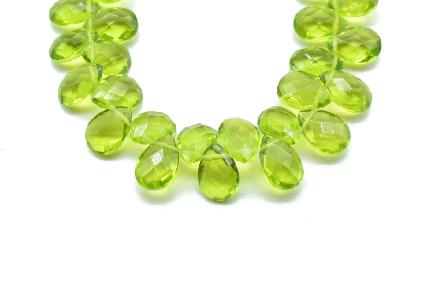 Peridot Teardrop 7x10mm Briolettes,Natural Gemstone Olive Green Peridot,Faceted Teardrop Briolettes,Drop Shape Beads for Peridot Jewelry,gif