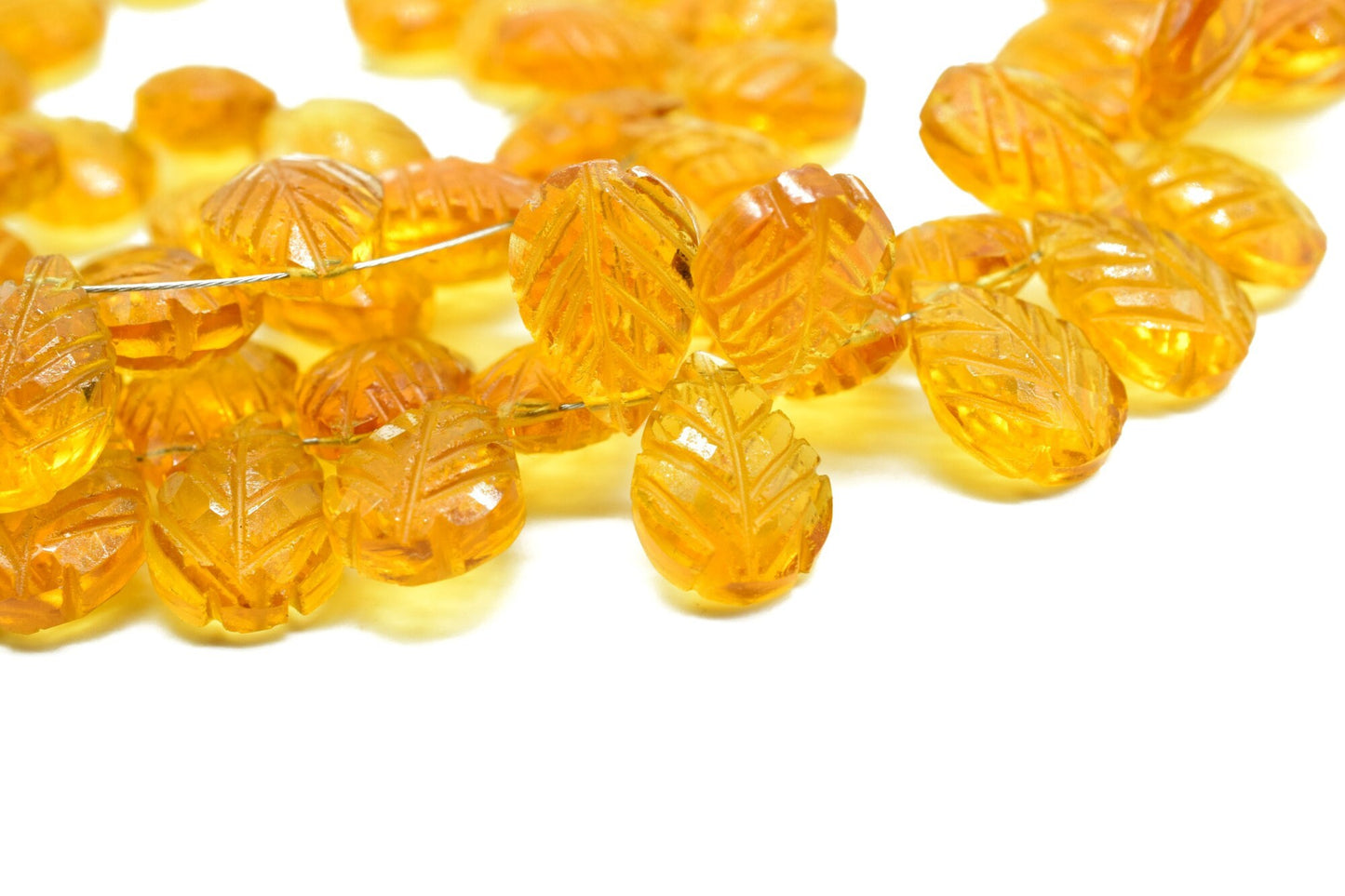 Citrine Carved Leaf Shape Beads,9x13mm Pear Shape Carved Briolettes,Citrine Fancy Teardrop Briolettes,Carved Leaf Beads,Golden Gemstone bead
