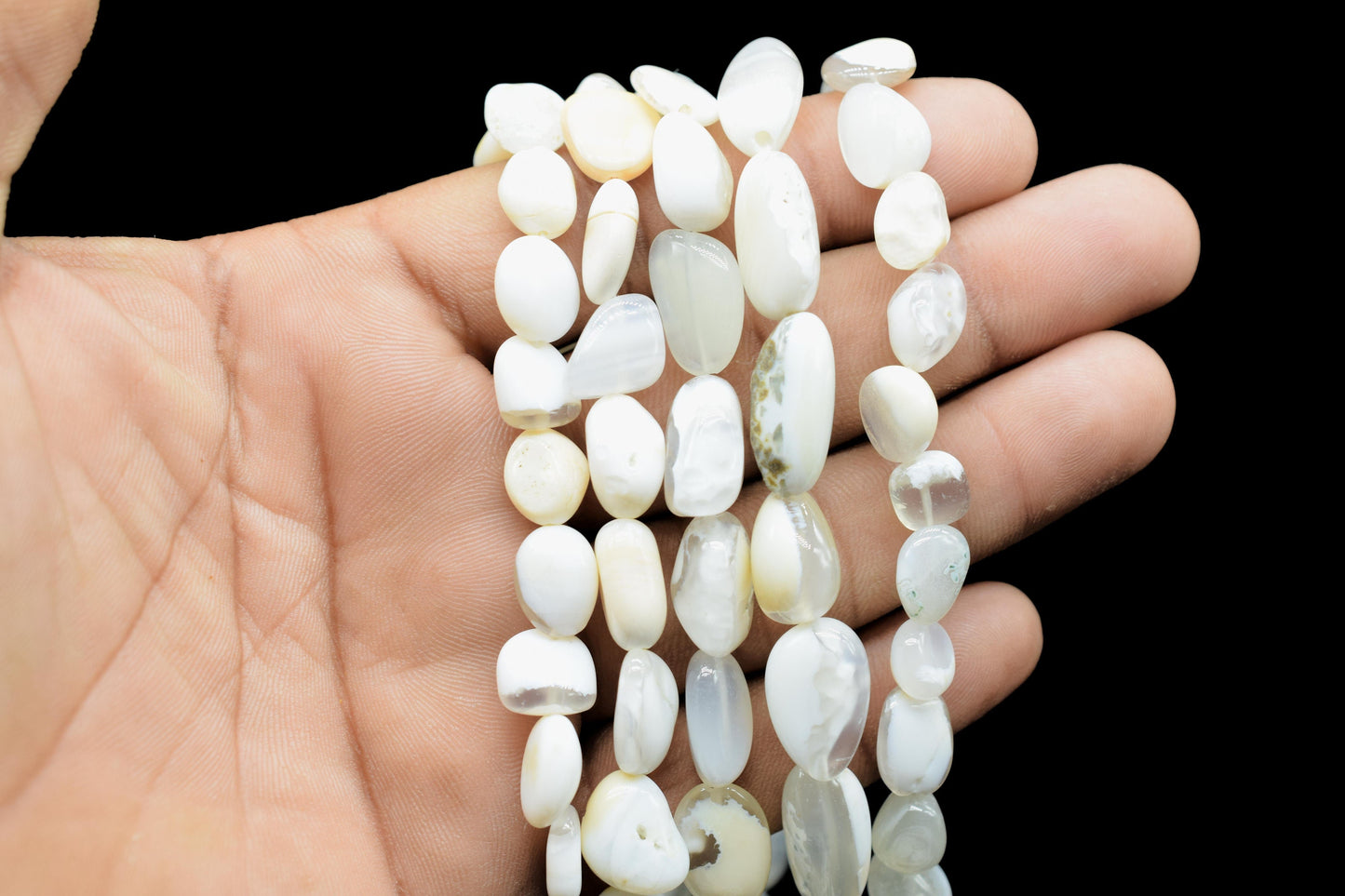 Natural Gemstone Nuggets Beads/Smooth Beads/Jewelry Making Craft/White Boulder Opal Nuggets Beads/Handmade Jewelry/Jewelry Component/Gift