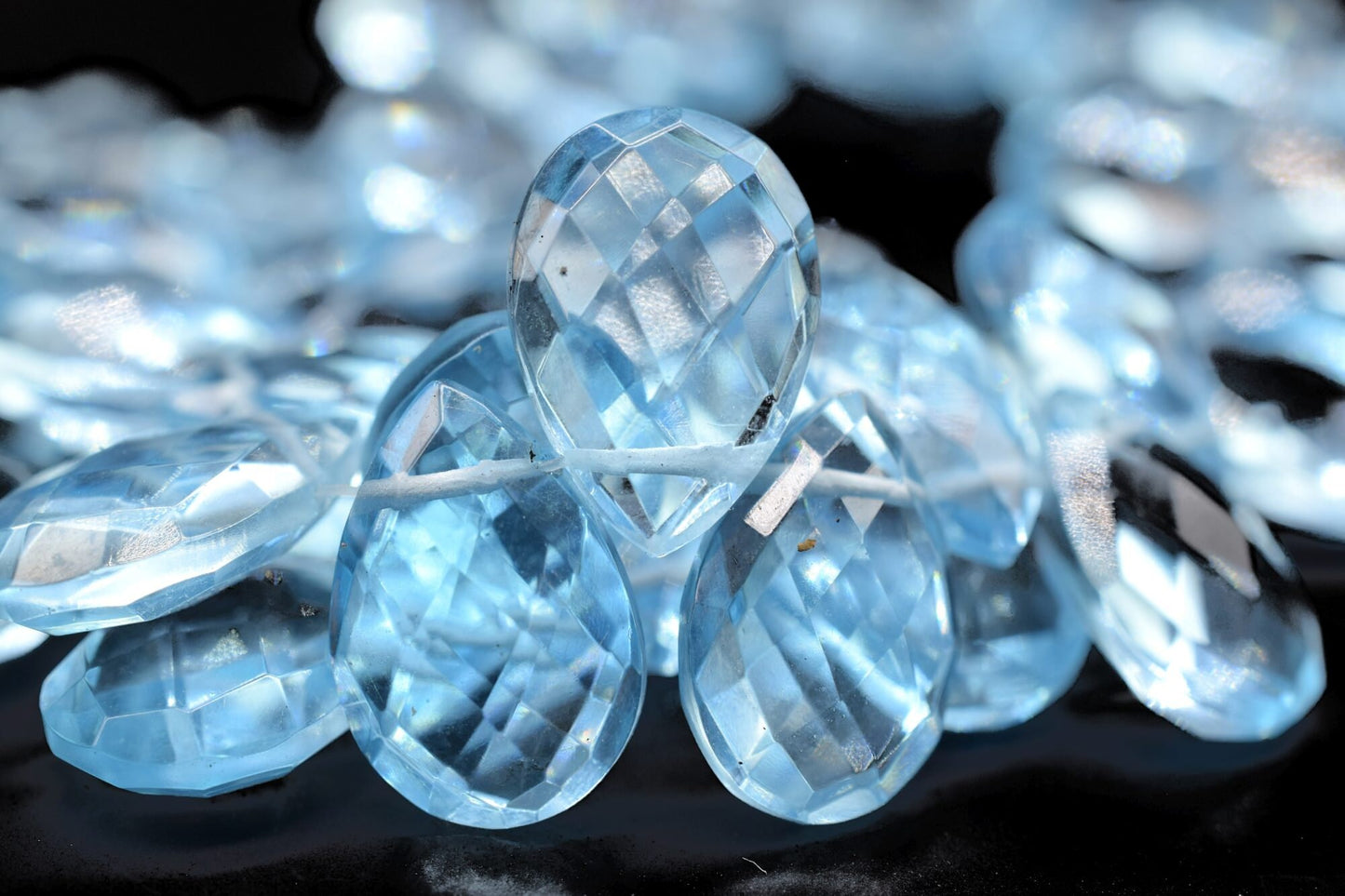 Sky Topaz brioletts ,Side drilled Briolette,Jewelry making supplies,Handmade Briolette,December Birthstone,9x13 size faceted brioletts beads