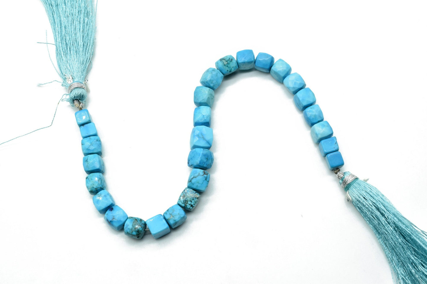 Copper Turquoise Faceted 7mm Cube Beads,Genuine Natural Blue Turquoise,Micro Faceted Laser Diamond Cut 8" Strand,Turquoise Rectangle Nuggets