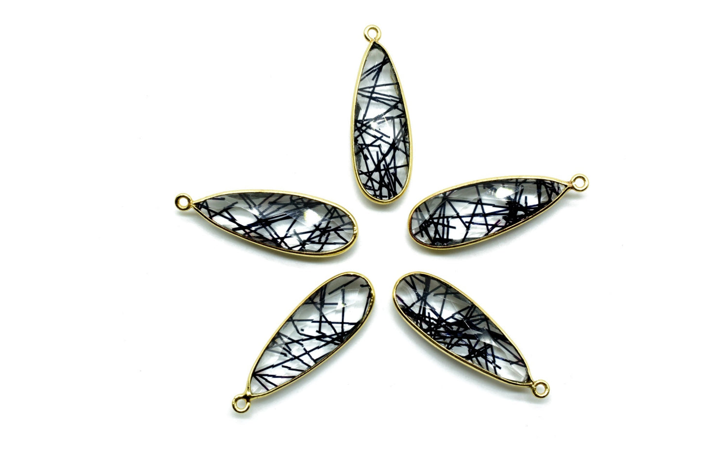 Black Rutile 10x30mm Charm, Black Rutile Pendant, Teardrop Pendant, Faceted Black Rutile, Gemstone Charm, Gemstone Pendant, Dainty Charms