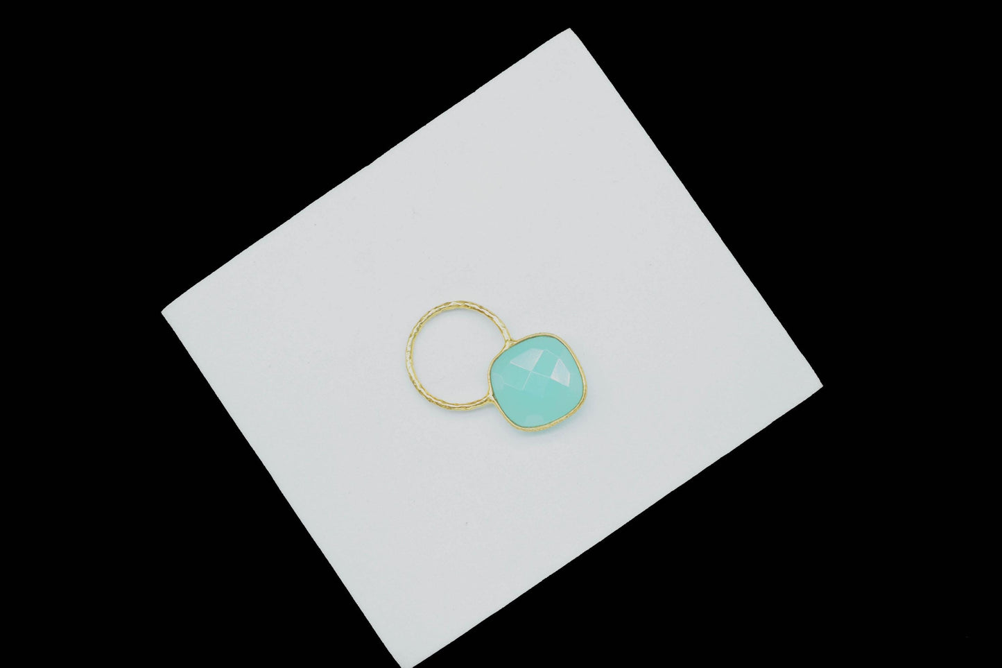 Aqua Chalcedony Pendant/Gemstone Component/Single Bail Charm/Necklace Pendant/Cushion Shape Charm/Wholesale Supply/Gold Plated Jewellery