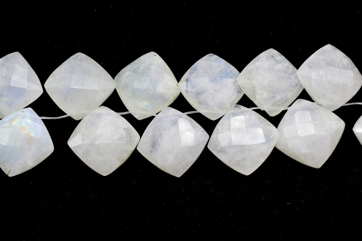 Moonstone Faceted Cushion Briolettes,Moonstone Square briolettes,Moonstone Drilled briolettes,Moonstone 14mm briolettes,MoonstoneTop quality