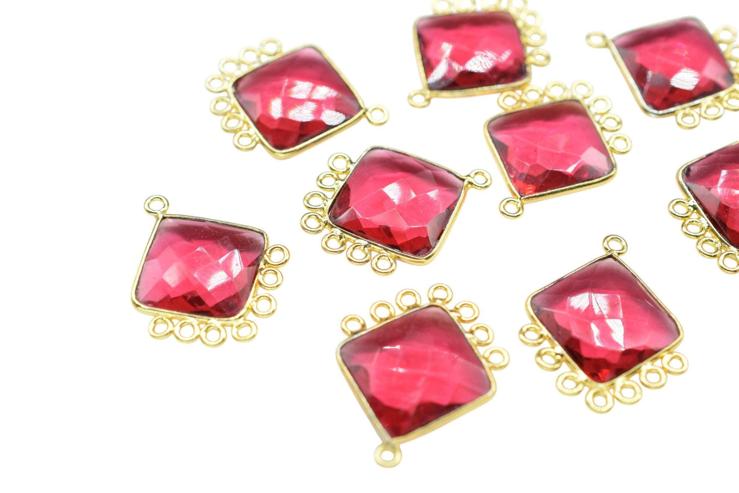 Pink Tourmaline 14mm Cushion Bezel Charm/Gemstone Single Bail/Component charm/Handmade Jewellery Connectors/Women Jewelry/Handmade Connector
