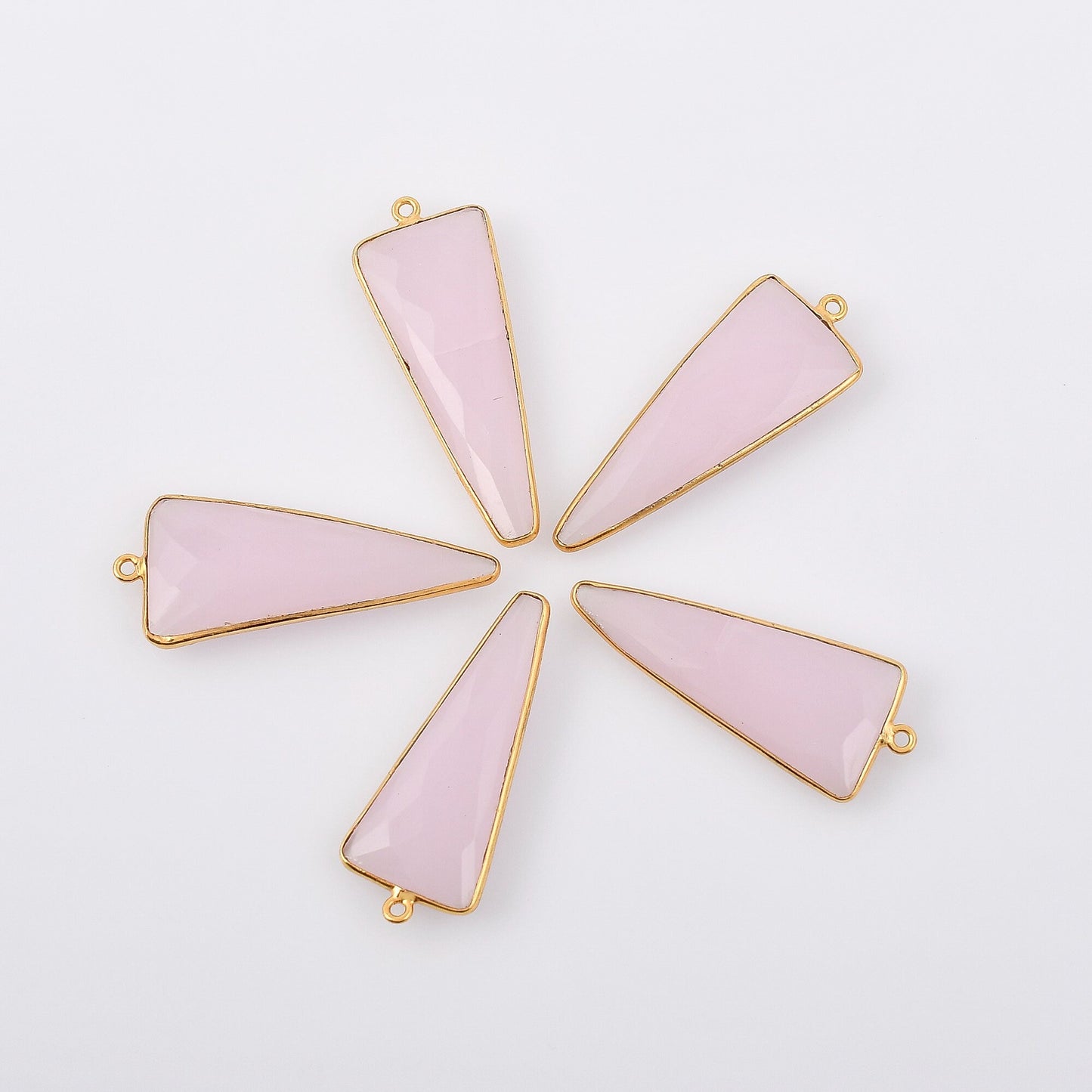 Pink Chalcedony 15x30mm Bezel charm,Pink Chalcedony pendant, Gold Plated bezel,Gold Vermeil Bezel,jewelry making charm,Gold-Filled bezel