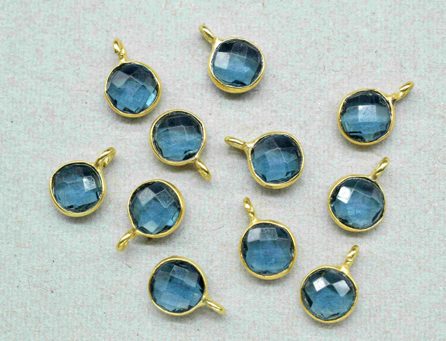 Iolite 6mm Round Shape Pendant,Finding Gold Plated Connector,Round Iolite Component,Iolite Component Earring Jewelry,Connector Jewelry,Gift