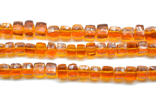 Golden Citrine Cube Beads,Natural Gemstone Faceted Cube Strand,3D Square Shape Nuggets,8MM Cube Faceted Beads,Citrine Briolettes Beads,
