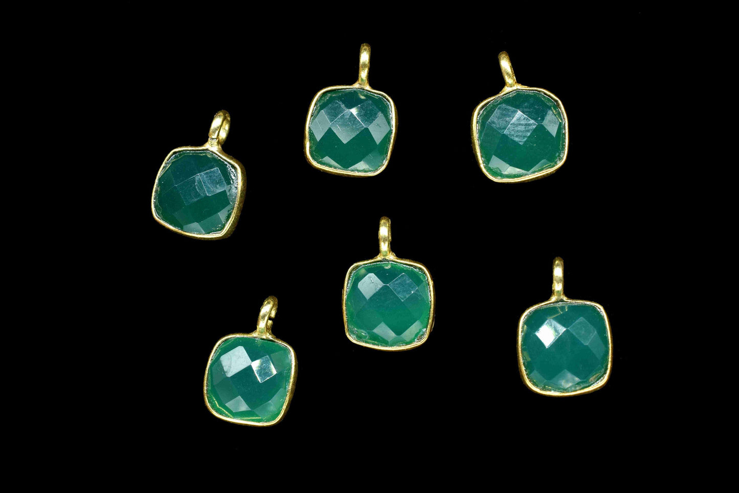 Green Onyx 6mm Cushion Earring Connector,Green Onyx Pendant Connector,Onyx Earring Stud Connector,Green Onyx Component,Jewelry MakingFinding