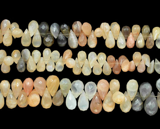 Multi Moonstone Faceted 5x8mm To 6x10mm Teardrops,Moonstone Gemstone Beads, Jewelry Beads,Multi Color Moonstone Faceted Beads Strand,Jewelry