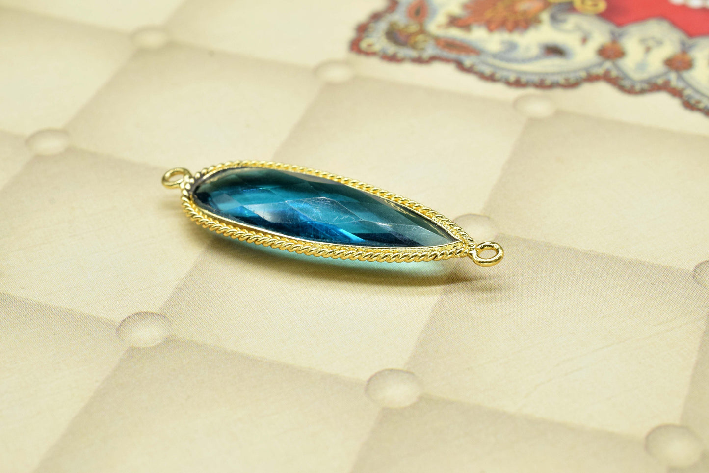 Neon Apatite Gemstone 10x30mm Pear Shape Bezel charm,Neon Apatite Gold Plating Double Bial Pendant,Apatite Gemstone Faceted Teardrop Bezels