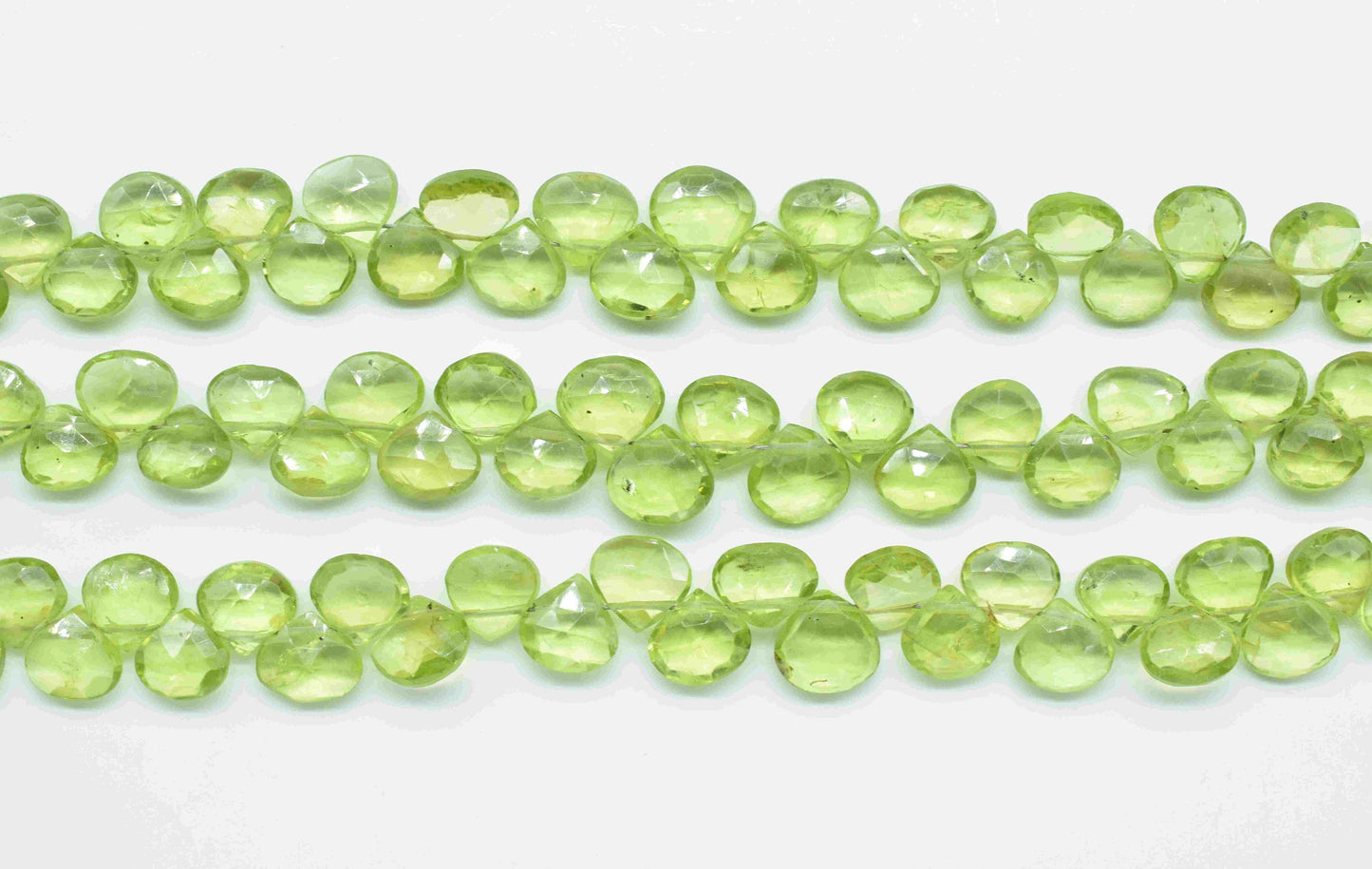 Natural Peridot Heart Briolettes,Handmade Station Link,Strand Beads jewelry,Gemstone Heart Beads Necklace,Loose faceted Briolettes Jewelry