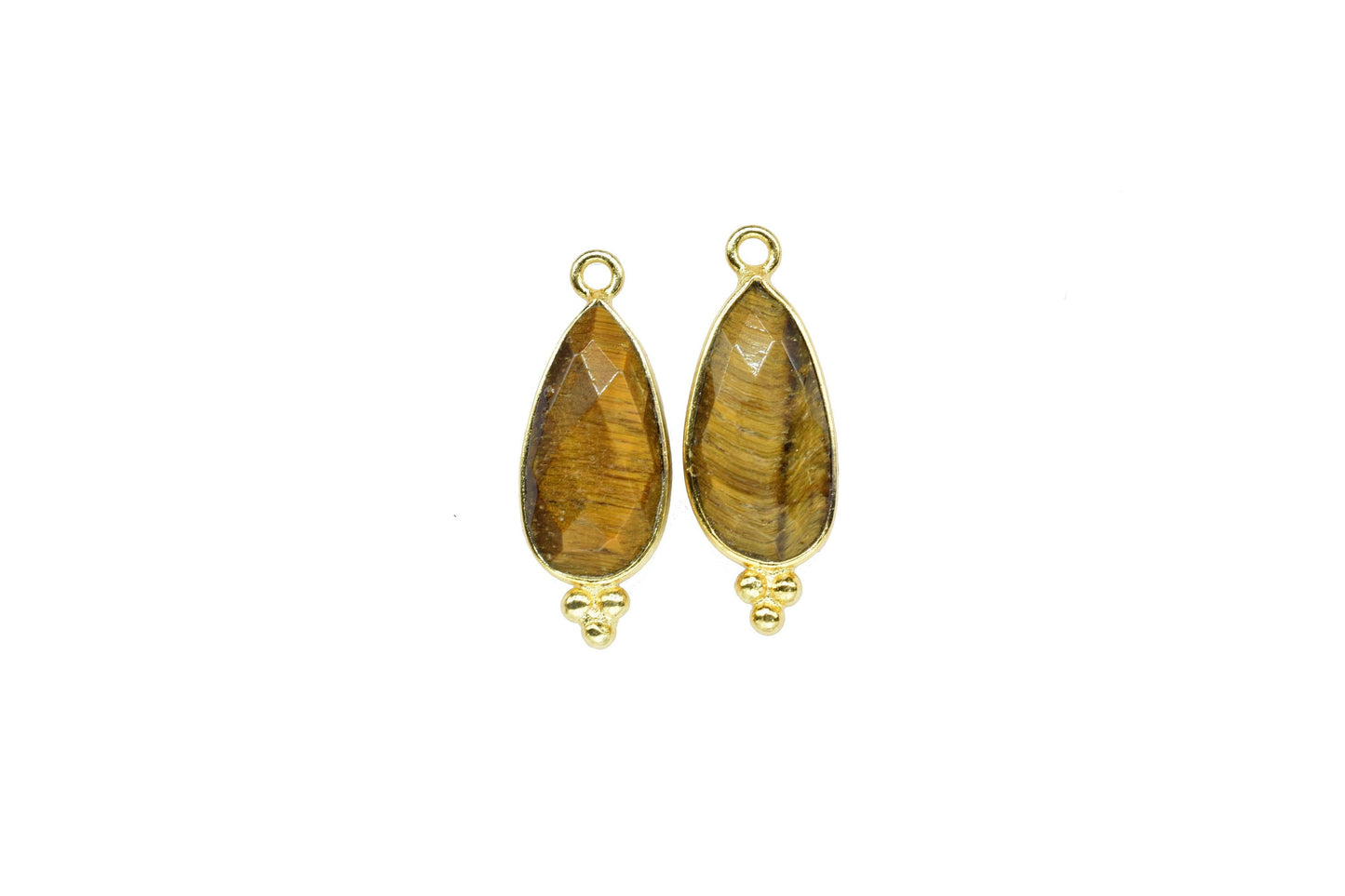 Tiger Eye Gemstone 8x16mm Pear Shape connectors,Tiger Eye Gemstone connector,Tiger Eye charms Gold Plating single bail Pendant Jewelry,Gift