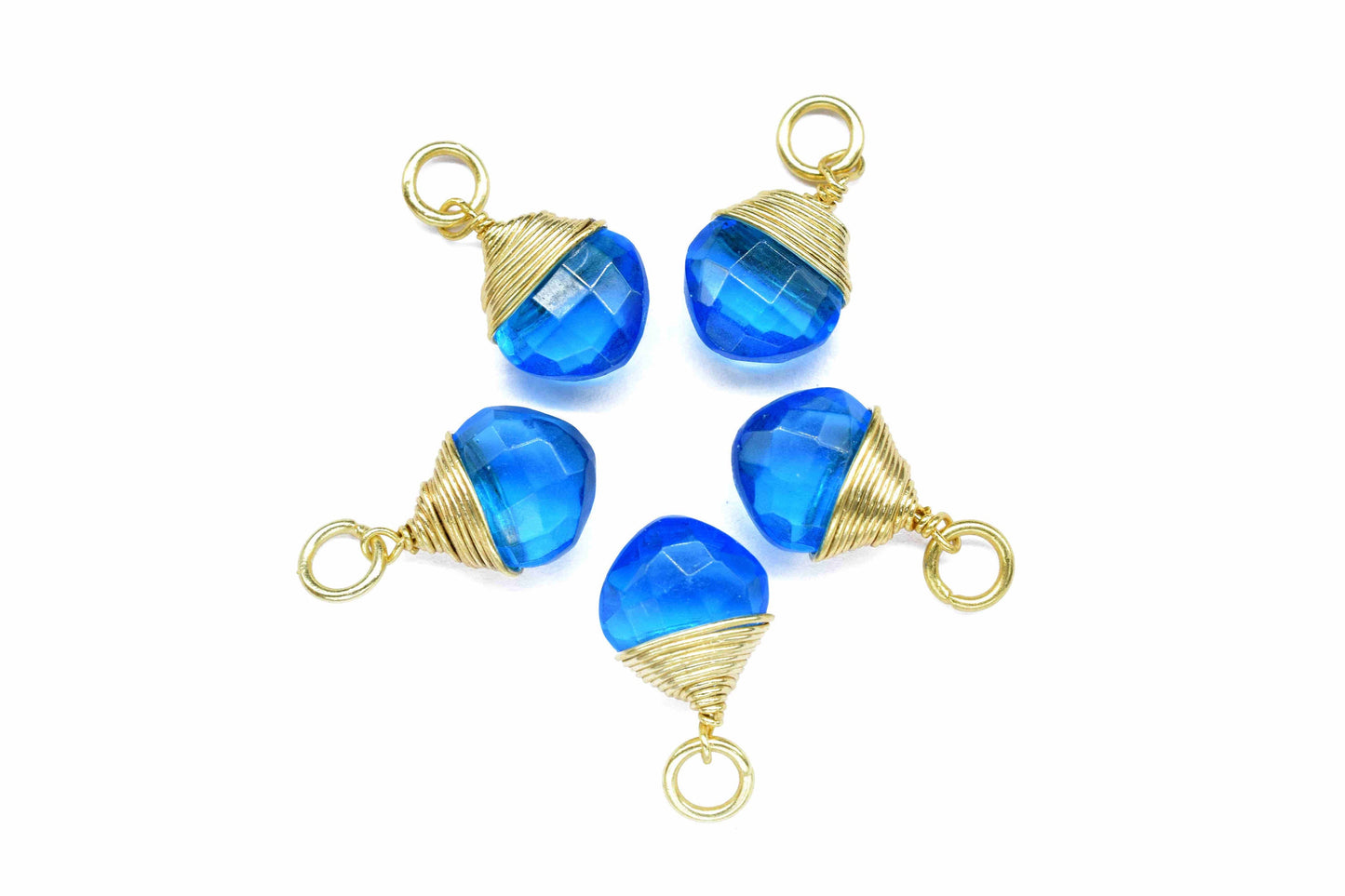 London Blue Topaz Square Faceted Connector,Blue Gemstone Wire Wrapped Pendant,Loop Connector,Wire Wrapped Pendant ,Blue Topaz jewelry