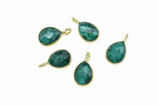 Natural Emerald 6x8mm Earring Connectors,Gemstone Studs,Single Loop Gemstone Pendant,Jewelry Making Supplies,Emerald Connectors Jewelry,Gift