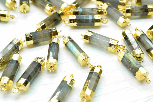 Labradorite Pointed Pendant,Gold Vermeil Point Pendants,Statement Pendant,Gemstone Pendant,Cylindrical Pendant,Pencil Connector,Gift