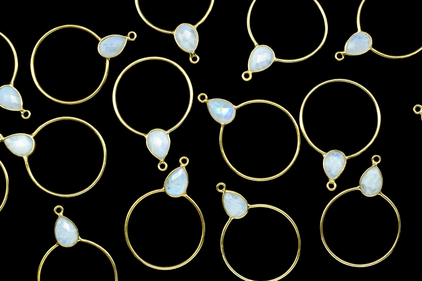 Gemstone Teardrop Earrings,Circle Handmade Pendants,Single bail Station Connector Jewelry,Earring Components,Findings Bezel Charms Pendants