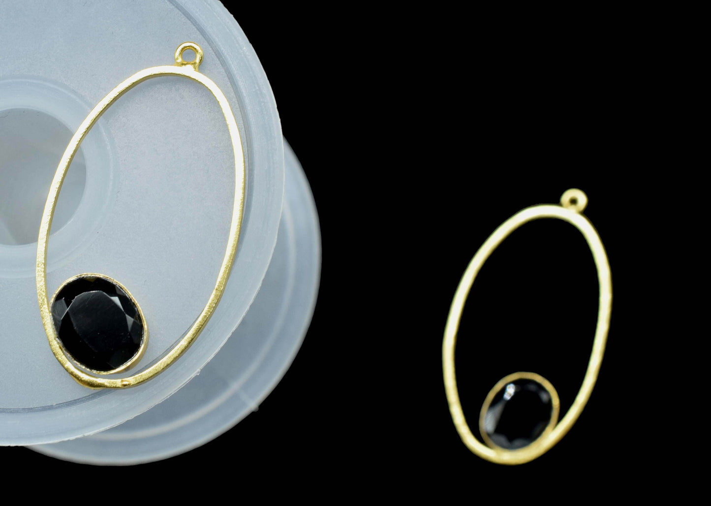 Black Onyx Gemstone Component Earring, Finding Oval Shape Earring Connector, Gemstone Component Earring, Finding Necklace Component Jewelry