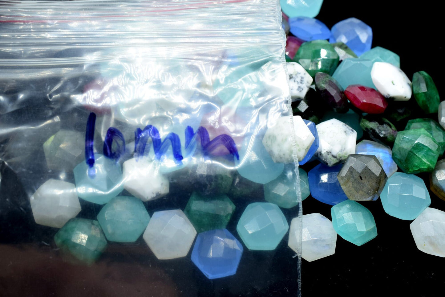 Moonstone faceted 10mm Hexagon Briolettes,Moonstone Hexagon Beads,Gemstone Hexagon Beads,Rainbow Moonstone Hexagon Beads,Fancy Briolettes