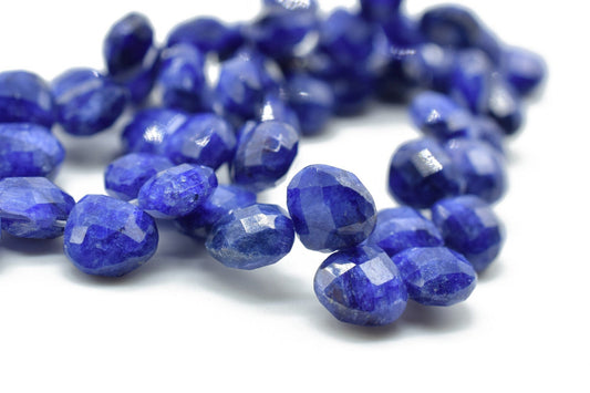 Blue Sapphire Heart shape 6mm Briolettes,Jewelry making supplies,craft supplies,Super Rare Blue Sapphire Faceted Heart Shape beads Briolette