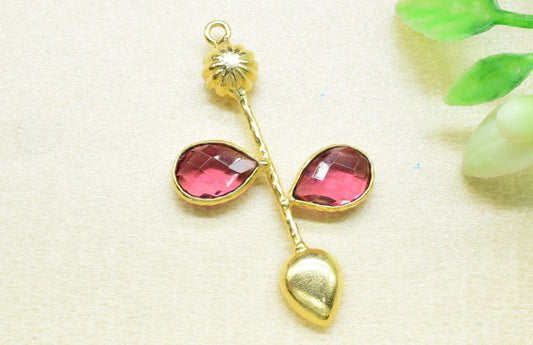 Pink Tourmaline Charms/Tourmaline Pendant/Gemstone Components/Connector Charms/Single Bail Pendant/Teardrop  Pendants/Custom Jewellery , DIY