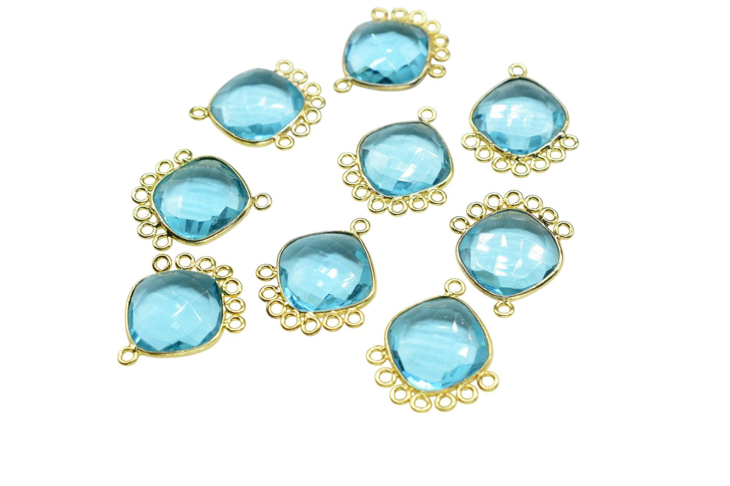 Sky Topaz 14mm Cushion Bezel Charms/Gemstone Single Bail/Component charm/Handmade Jewellery Connectors/Women Jewelry/Handmade Connector