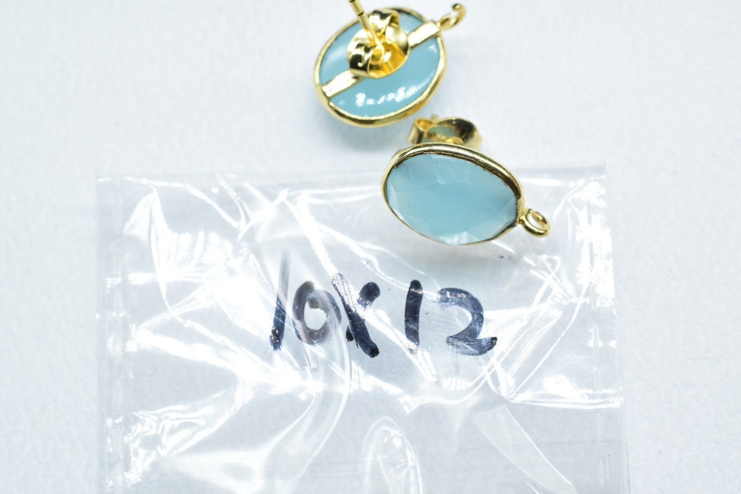 Aqua Chalcedony Earring Connector,Jewelry Making Supplies,Earring connector post stud, Jewelry,Jewelry Findings,Rose Quartz Earring,Studs