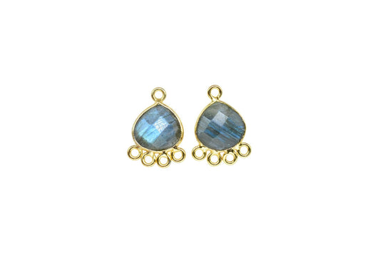 Labradorite Heart Shape Pendant/Gold Plated Charms Jewelry/Handmade Connector Jewelry/Connector Charms/Station Bezel Link Supplies/Gift