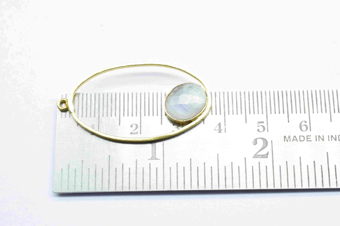 Moonstone Oval Shape Component,Gemstone Connectors Pendant,Moonstone Oval Pendant,Finding Gold Plated Jewelry,Moonstone Pendant,Gift For Her