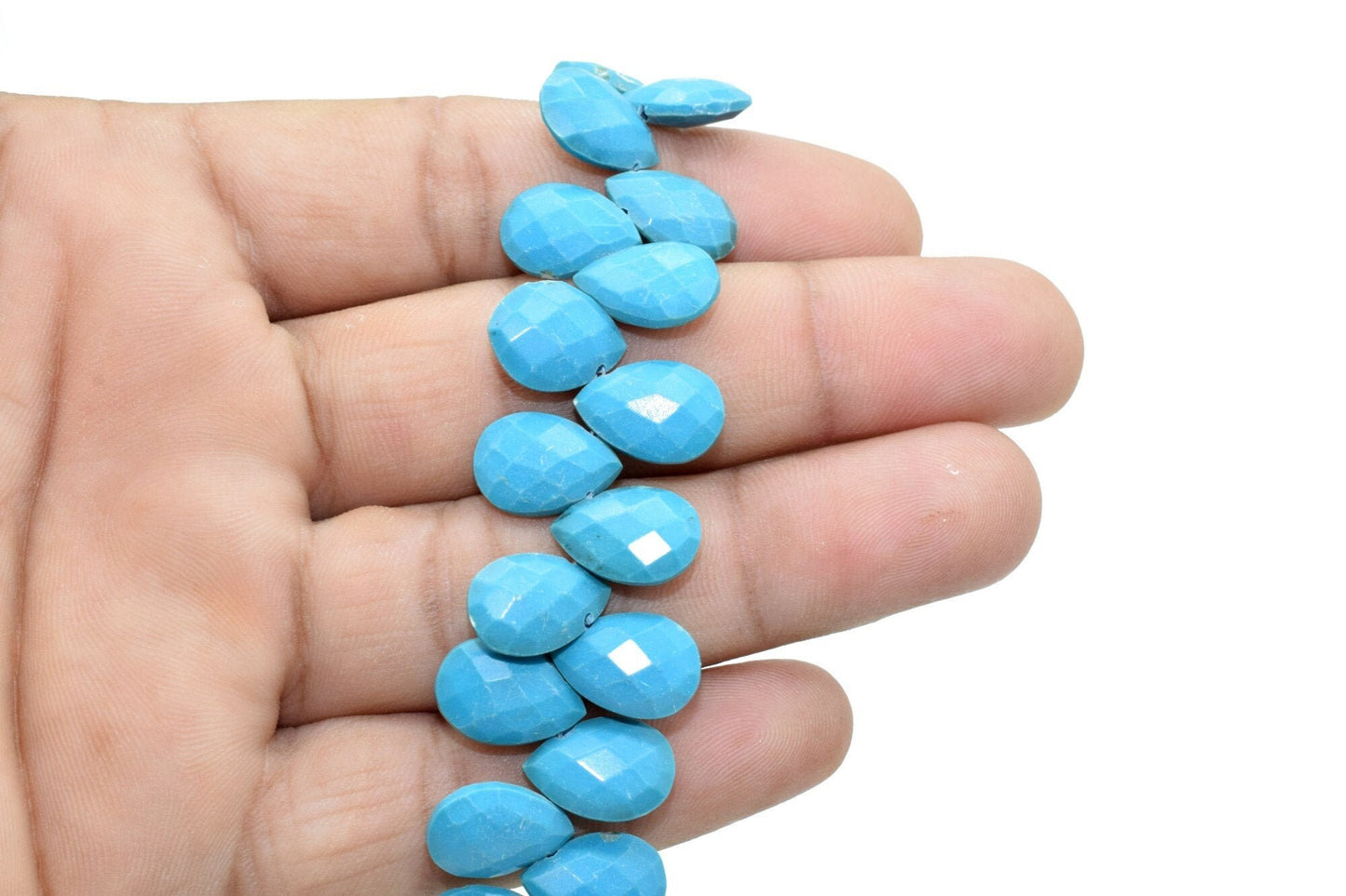 Blue Turquoise Teardrop 9x13mm Briolettes,Turquoise side drilled Briolette,Turquoise Handmade Briolette,Turquoise Teardop briolettes,jewel
