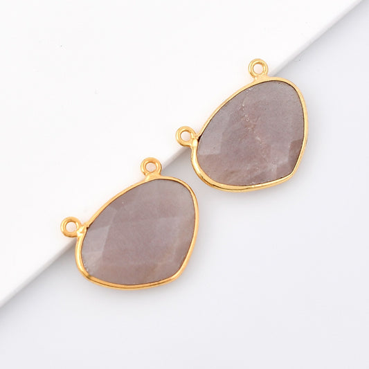 Peach Moonstone 15x20mm Bezel dual connector,Moonstone kidney Shape Gold Plated bezel,Moonstone Bezel,Vermeil Bezel,jewelry GoldFilled bezel