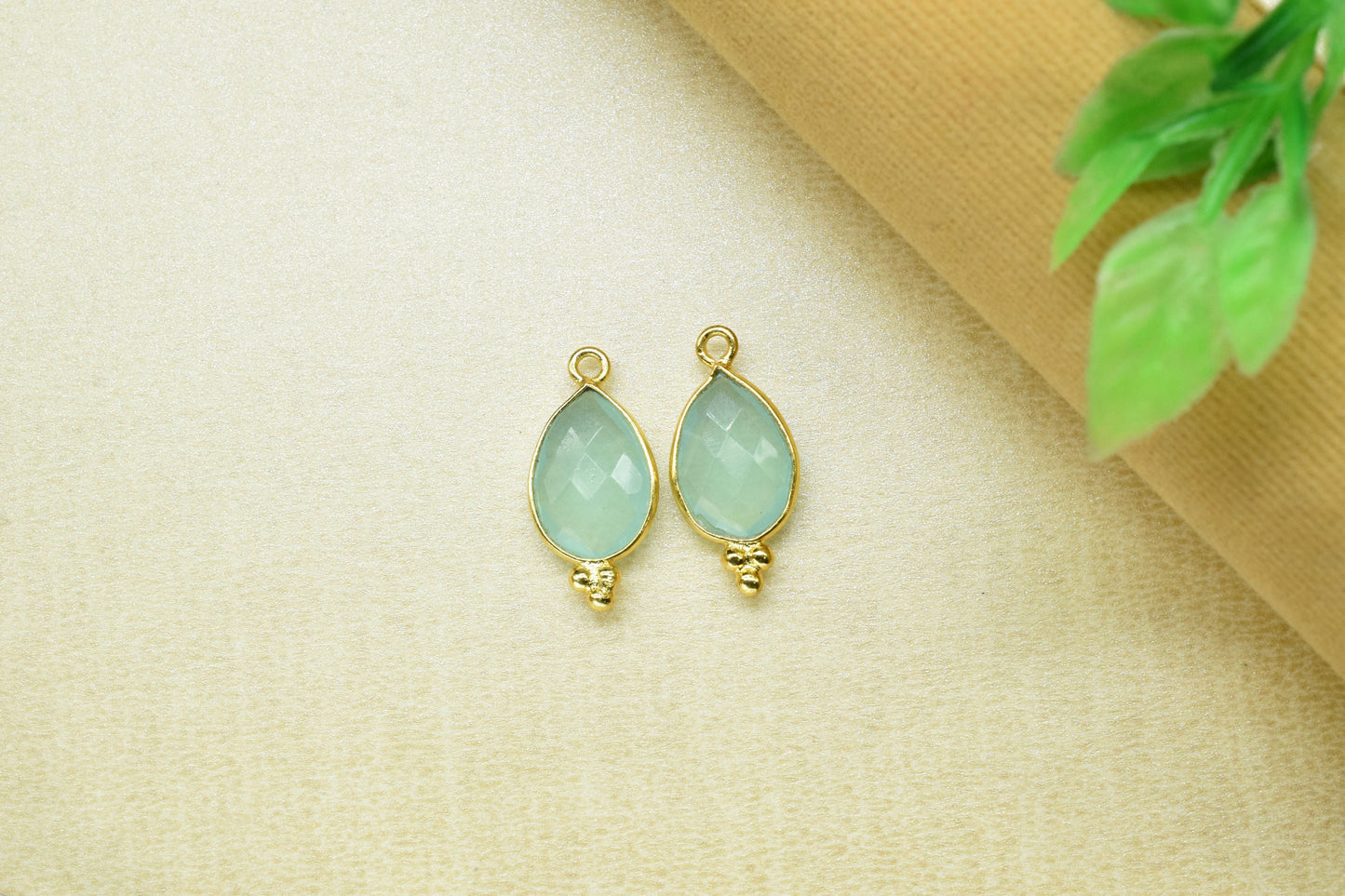 Aqua Chalcedony 10x14mm Pear Shape Gold Plating Bezel,Aqua chalcedony Single Bail Charms Jewelry,Aqua Chalcedony Faceted Bezels Charms,Gift