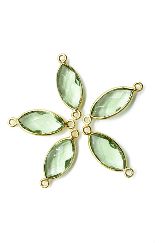Green Amethyst 8x16mm marquise shape double bail Connectors,Green Amethyst Double Bail bezel link,Jewelry making supplies,Double Bail Charms