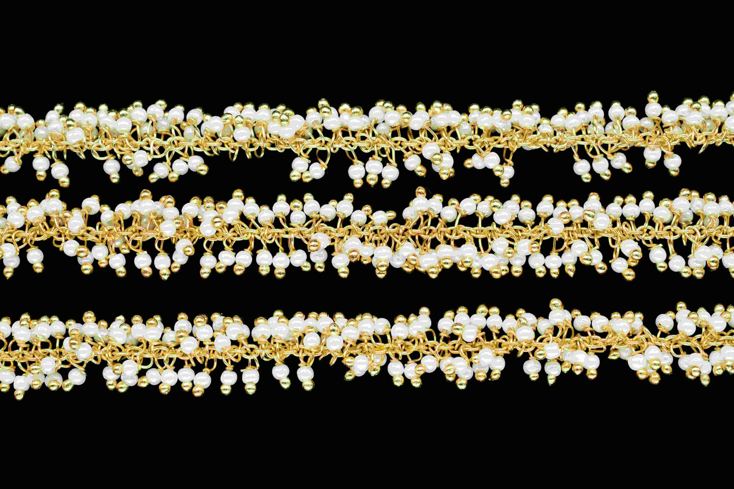 Pearl 2mm Cluster Rosary Chain,Gold Plated Chain,Wire Wrapped Chain,Jewelry Supply,Plain Pearl Beads Gold Plated dangling chain,grape chain