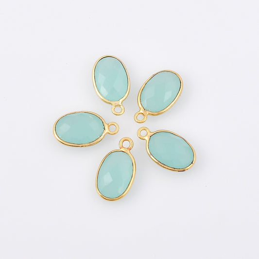 Aqua chalcedony 8x12mm Oval  Bezel pendant,Chalcedony Gold Plated bezel,Aqua chalcedony Bezel,Gold Vermeil Bezel,jewelry Gold-Filled bezel