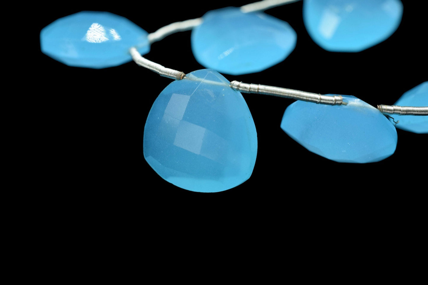 Blue Chalcedony 14mm trillion Shape Briolettes,Side drilled Briolette,Jewelry making supplies,craft supplies,Blue Chalcedony Briolettes,boho