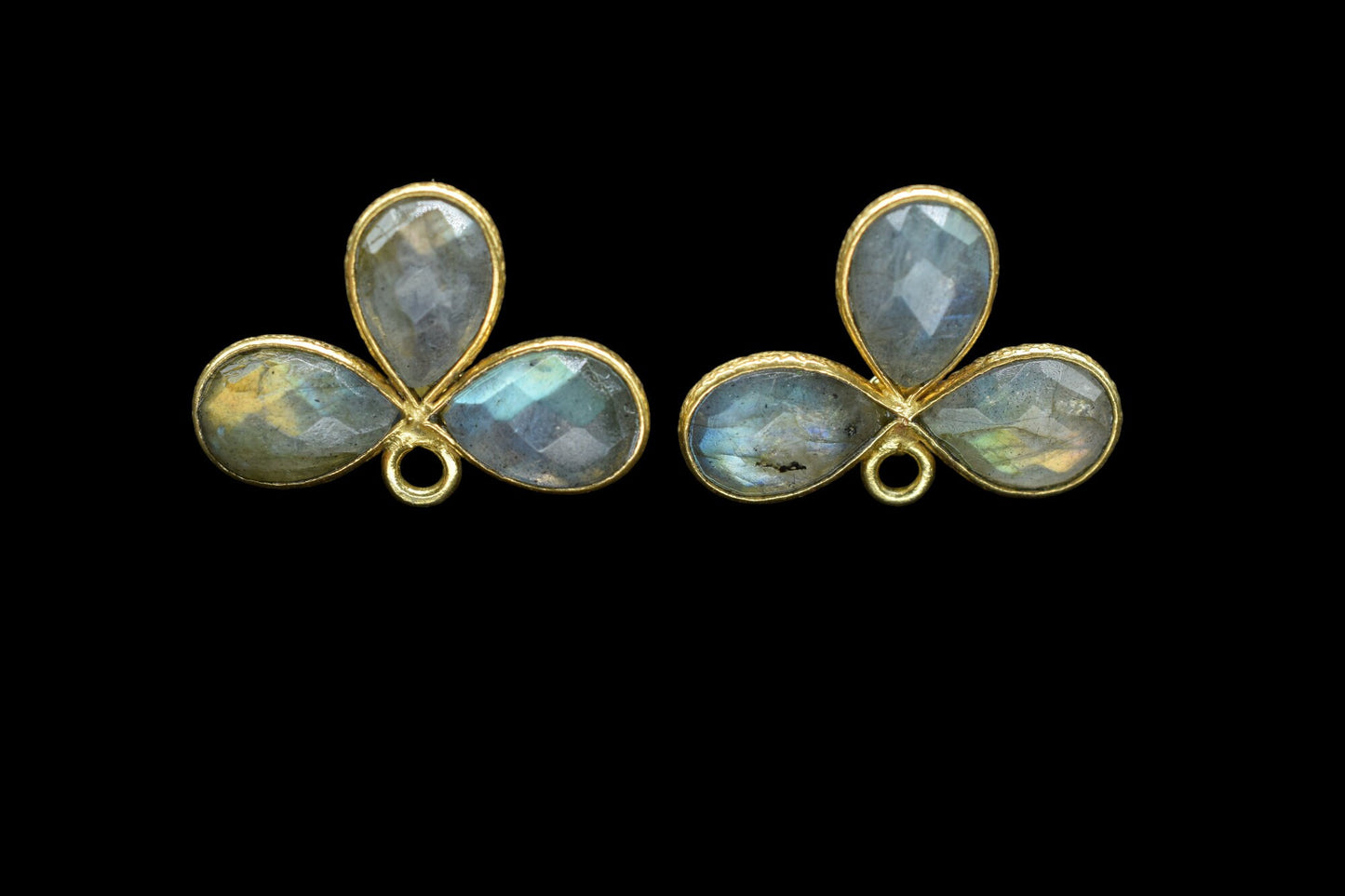 Labradorite Gemstone Earring Connector/Gold Plated Jewelry/Labradorite Handmade Jewelry/Bezel Component/Jewelry making Stone/Pear Shape/Gift