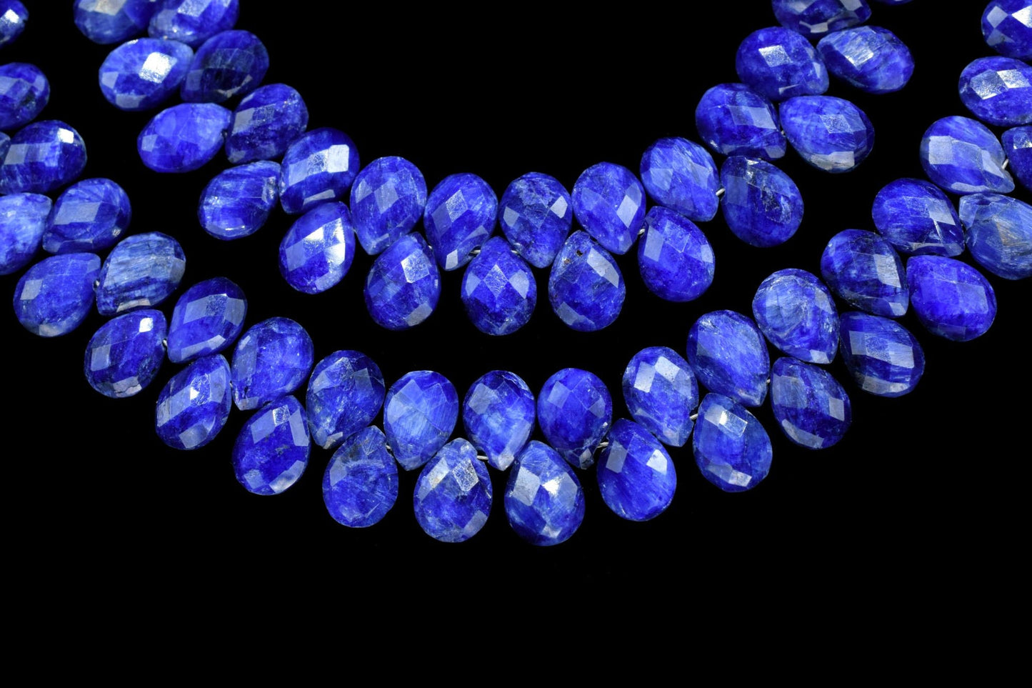 Blue Sapphire 6x8mm Pear Shape Briolette Faceted Beads,Blue Sapphire Teardrop Beads,Blue Sapphire Pear Shape Strand,Blue Sapphire Briolettes
