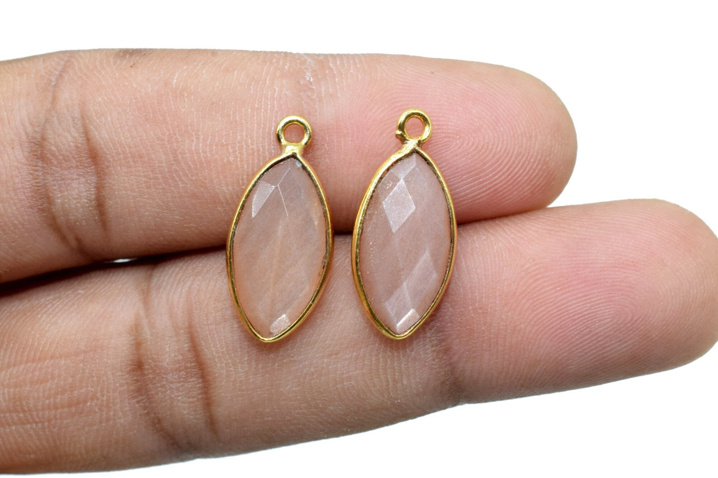 Peach Moonstone 6x12mm marquise shape Single bail Connector,Bezel links Connector,jewelry making Connector,Single bail Connector,Moonstone