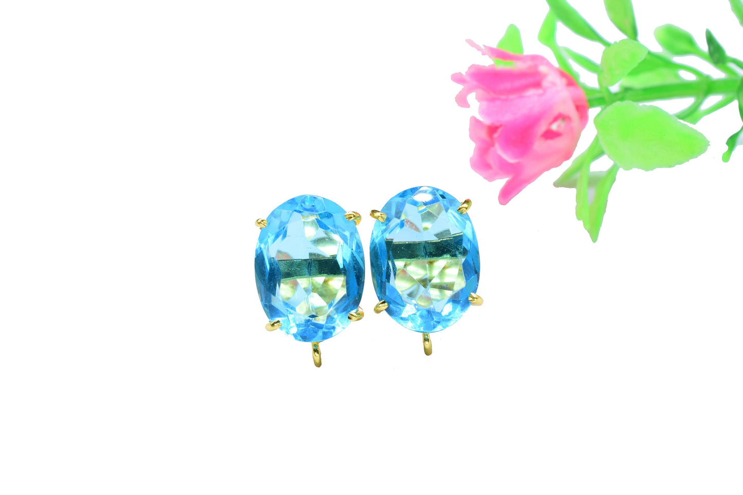 Smoky Quartz Components Earring,Handmade Beads Jewelry,Prong Bezel Earring,Gemstone Station Link,Citirine Studs Earring,Craft Supplies,Gift