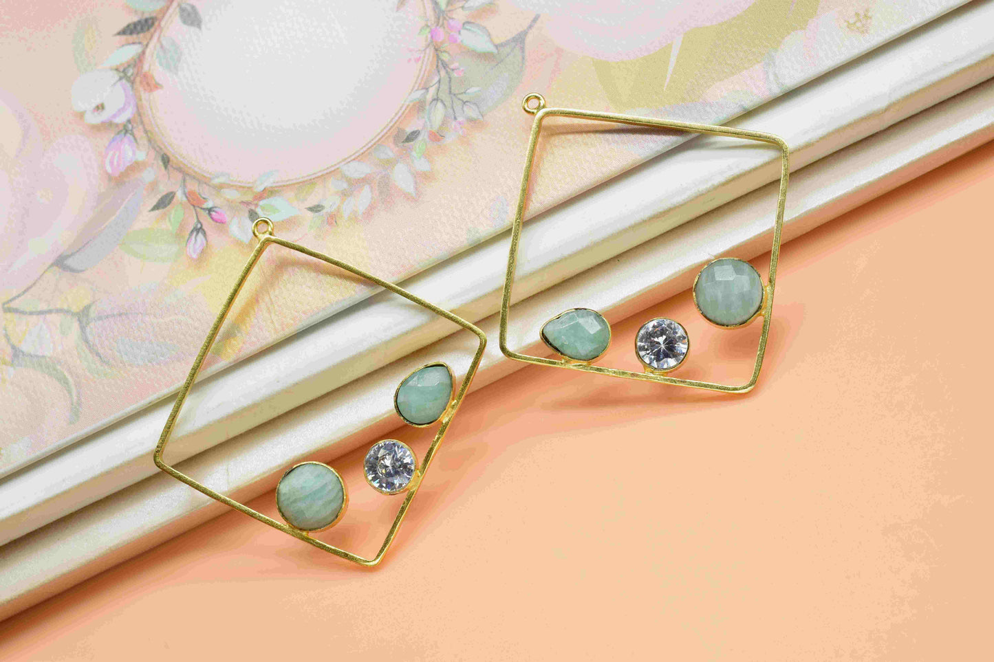 Amazonite 32mm Square Shape Component,Handmade Pendant,Dangle Earring Component,Findings Earring Component,Amazonite Component Jewelry, Gift