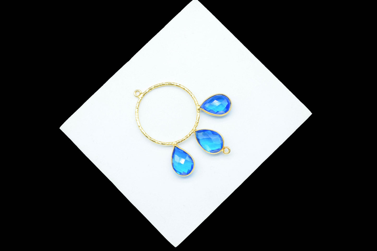 Blue Topaz Pendant/Gold Plated Jewellery/Connector Jewellery/Blue Gemstone Jewellery/Brass Connector Jewellery/Double Bail Pendant/Gift
