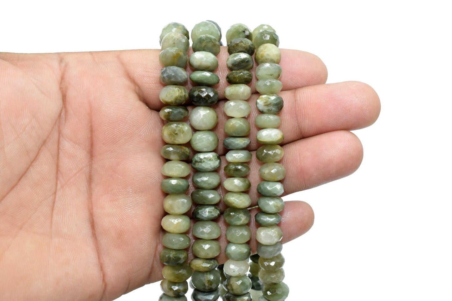 CatsEye Faceted Rondelle Beads Strand,Green Catseye Rondelle,Natural Gemstone Wholesale Bead,Fine Quality Catseye Roundel 8.5 To 9.5mm Beads