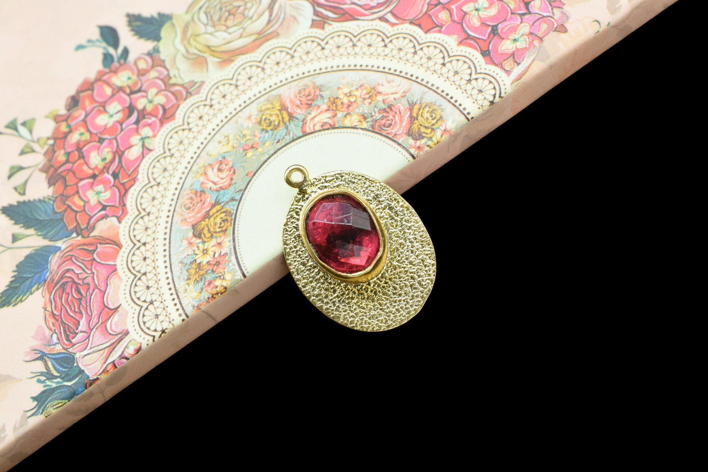 Pink Tourmaline Charm Pendant,Handmade Connector,Component Pendant jewelry,Gemstone Oval Shape Pendant,Matt Earrings,Finding Oval Components