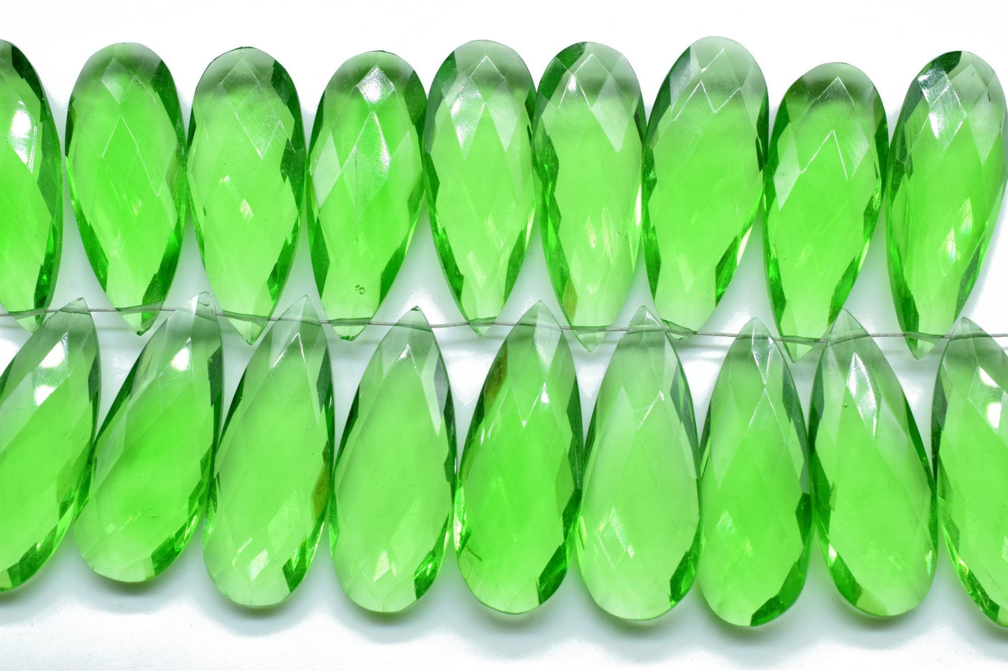 Green Amethyst Faceted 12x30mm Pear Shape Beads,Long Pear Shape Briolettes,Long Teardrop Beads,Gemstone for Jewellery,Green Amethyst Beads