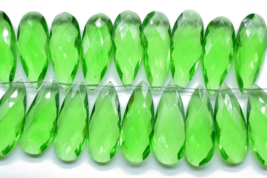 Green Amethyst Faceted 12x30mm Pear Shape Beads,Long Pear Shape Briolettes,Long Teardrop Beads,Gemstone for Jewellery,Green Amethyst Beads