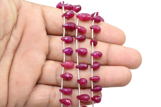 Ruby Drop Briolettes,Ruby drops strand,Jewelry making beads,Supplies beads,Ruby Pear shape Briolettes strand,Gemstone Briolette Drop,gift
