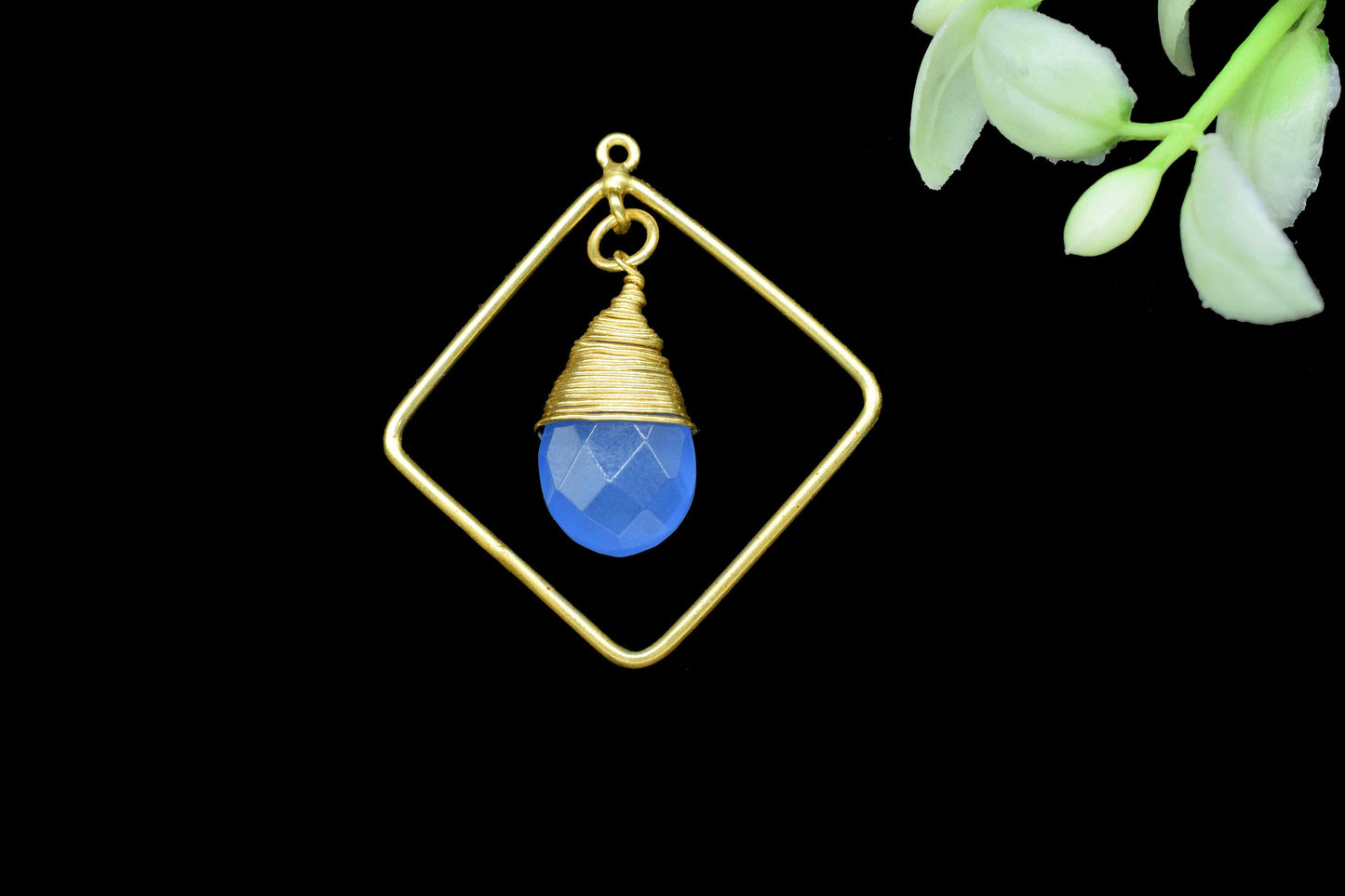 Gemstone Square Connectors,Teardrop Beads Dangle Earring,Station Link Supply,Handmade Jewelry,Finding Square Pendant,Wire Wrapped Component