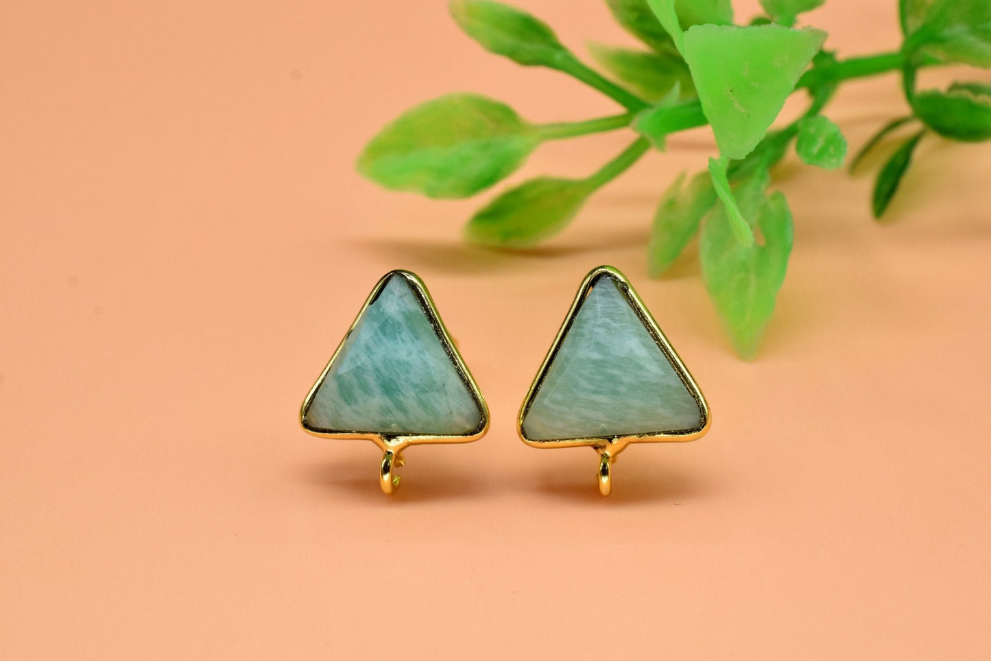 Amazonite Stone Connector,Jewelry Craft Supplies,Earring connectors post stud,DIY Jewelry Supplies,Earring Making Connector,Bezel Connector